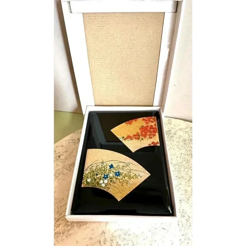 Denso Black Gold Floral Print Hinged Double Wall Bifold Folding Picture Frame ne